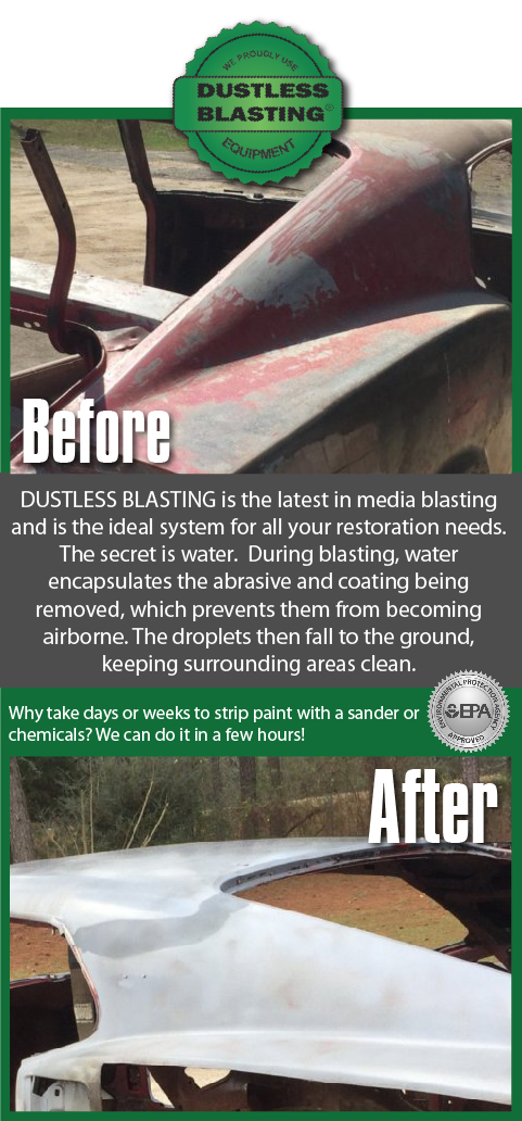 DUSTLESS BLASTING is the latest in media blasting
and is the ideal system for all your surface restoration needs.